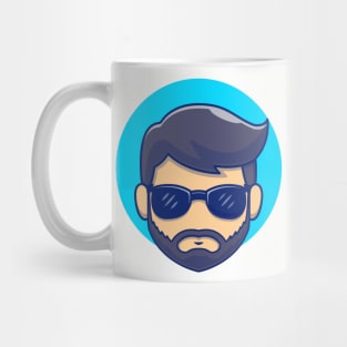 Cool Beard Man Barber Head With Glasses Mug